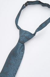 Junior Teal Paisley Tie